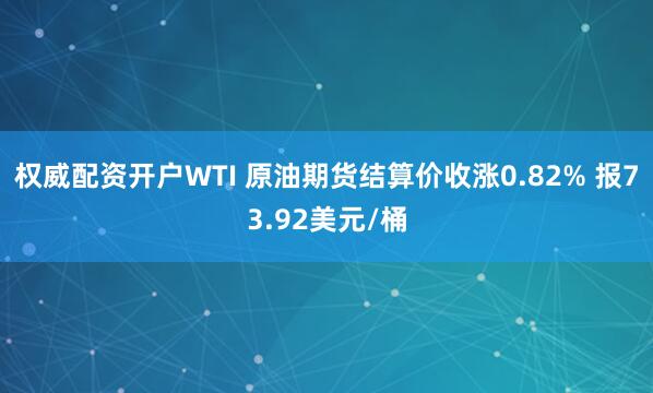 权威配资开户WTI 原油期货结算价收涨0.82% 报73.92美元/桶
